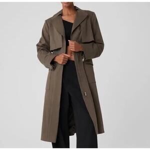 NWT Alo Yoga Formation Brown Beige Taupe Trench Coat Jacket Olive Tree